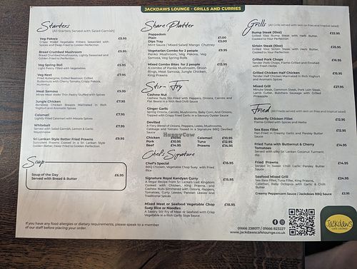 Menu - July 2026 page 1/2 at Roost Restaurant & Bar in Malmesbury