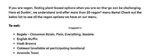 Vegan Options at Dunkin' in Glendale