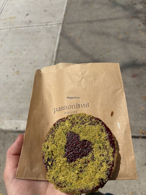 Pistachio Raspberry Crumble  at Passionfruit Coffee in Brooklyn