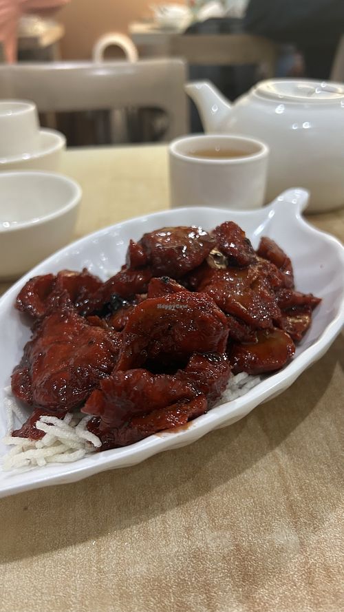 Glazed vegan pork, so good!  at Tin Yu Vegetarian in Kowloon