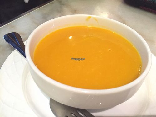 Pumpkin soup at Cafe La Fresco Veggie - Enterprises Square in Kowloon