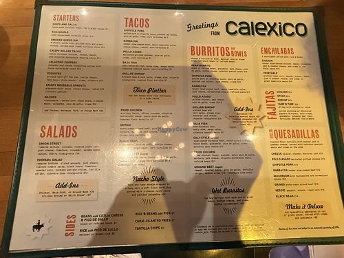 Menu  at Calexico in 