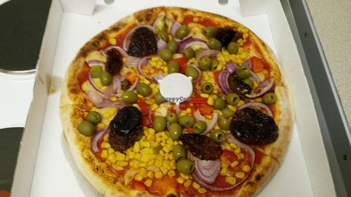 My vegan pizza from pizza in a box Bexhill-On-Sea best ever I've had.  at Pizza In A Box in Bexhill