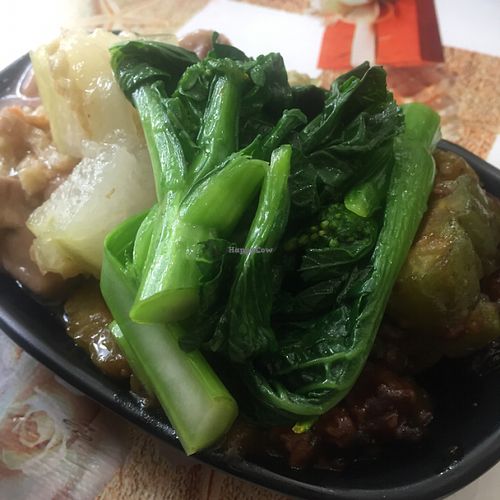 Lunch: veggie, yam, bittermelon and winter melon at Ka Ka Lok Fast Food Shop in New Territories