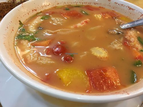 Tom Yam Wanton Dumplings Soup at Mighty Vegetarian 大力齋廚 - Tuen Mun in New Territories