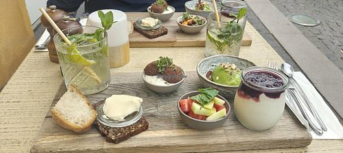 Their brunch with some of the vegan options at KØBENHAVN | Café & Bistro in Hilleroed