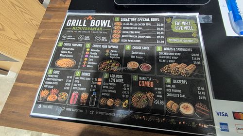AI slop menu at Grill Bowl in Ocala