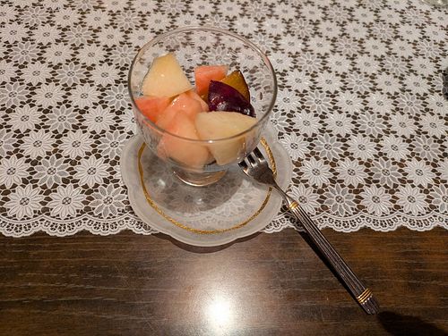 local organic fruit after dinner at Vegan B&B in Gunma
