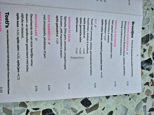 Menu 2 at Jordy's Bakery in Rotterdam