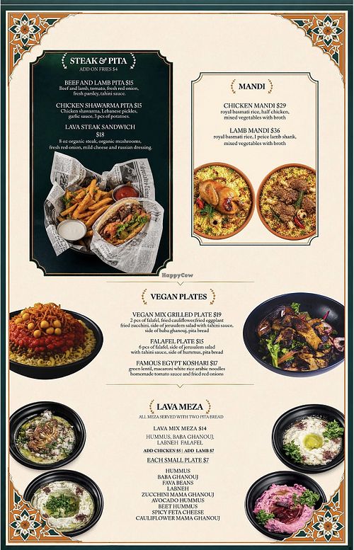 Vegan items labeled   at Lava Diner in New Hyde Park