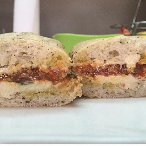 Sweet Basil, a comforting melty panini with moxerella cheese, seared tomatos and fresh basil.  at Green Bar in Muntinlupa