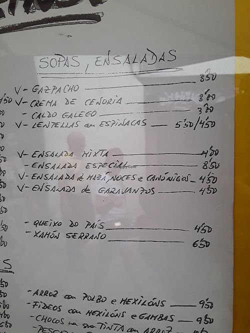 Menu page July 2019 at A Tulla in Santiago De Compostela