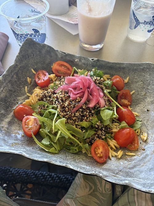 orzo pasta salad, sub pesto for the vegan sesame garlic dressing  at RumFire in Honolulu