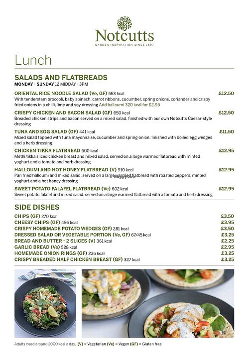 Lunch menu  at Nocutts Dukeries in Worksop