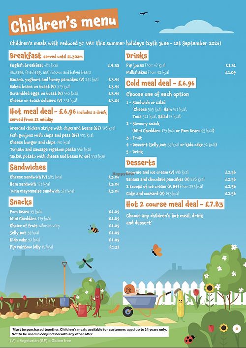 Children’s menu  at Nocutts Dukeries in Worksop