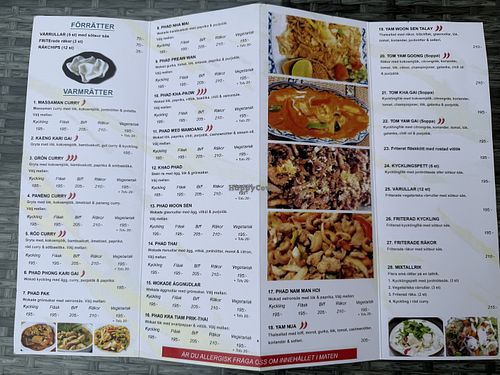 Swedish menu  at Wanpens Thai Food in Leksand