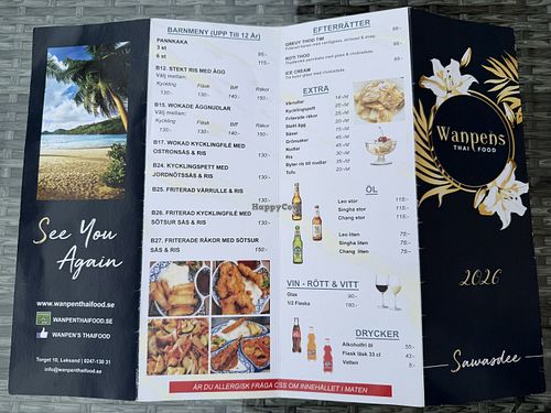 Swedish menu  at Wanpens Thai Food in Leksand