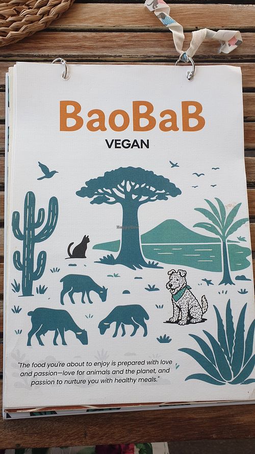 Beautiful menu at Baobab in Fuerteventura