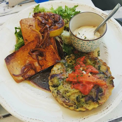 Tofu, veggie tart at Baobab in Fuerteventura