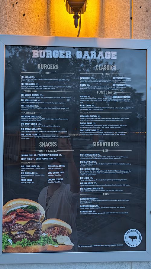 Hastily snapped menu picture at Burger Garage Vesterbro in Copenhagen