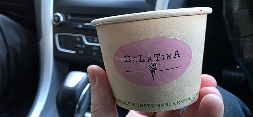 Mid size tub contains two flavours at Gelatina in Rutherglen