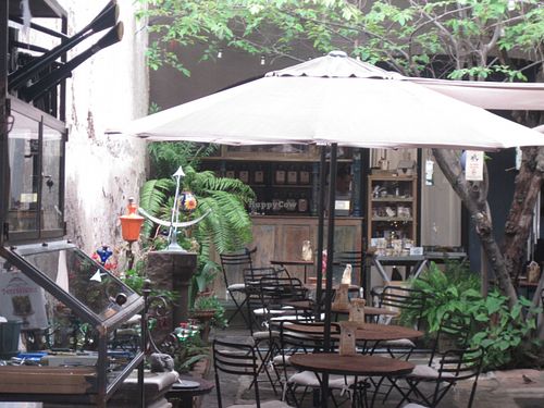 The beautiful garden courtyard where you get to sit while eating amazing food. at Néctar en Camino Silvestre in San Miguel De Allende