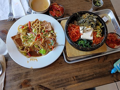 Yaki udon and Bibimbap at BroKogi Korean Fusion Restaurant in Stevens Point