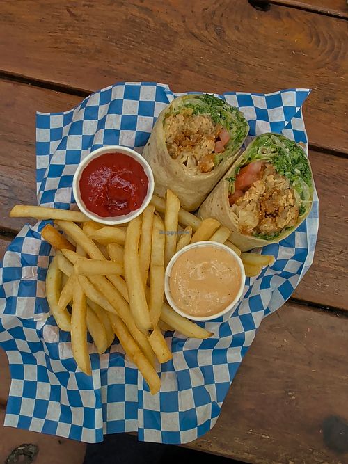 Vegan chicken caesar wrap at Thunderbird Bar Mississippi in Portland