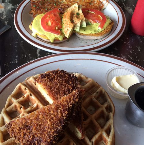 ";Ex-Benedict"; and chicken and waffles at The Wayward Vegan in Seattle