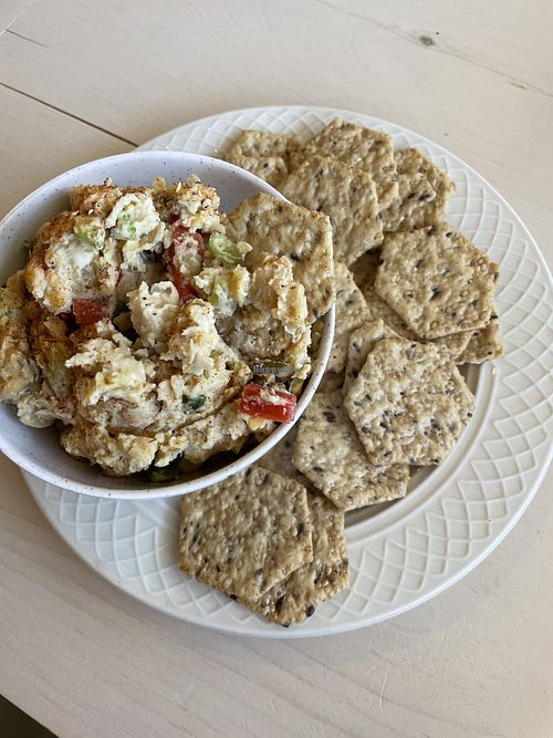 Chickpea salad with gluten free crackers   at MJ's Cafe in Baton Rouge