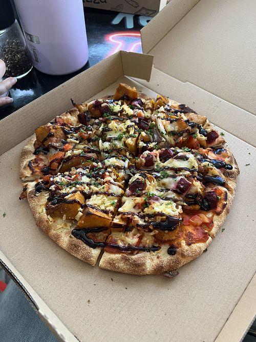 Vegan Harvest Pizza   at Rev It Up Pizza in Labrador