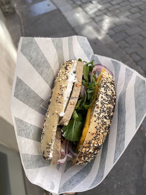 vegan everything bagel  at Paddy's Coffee & Bagel Club in Graz