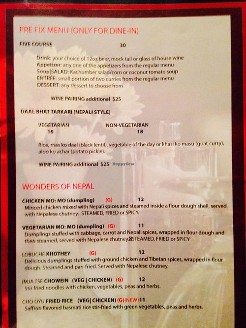 More menu- beverages separate! at Himalayan Heritage in Washington