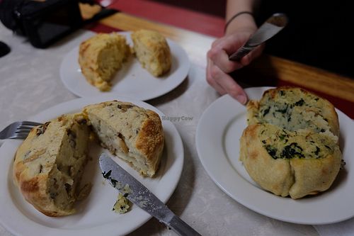 Interior of knishes. at Yonah Schimmel's Knish Bakery in New York City