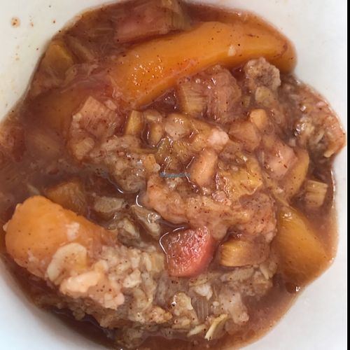Vegan Peach Rhubarb Crisp  at Engrained in Tempe