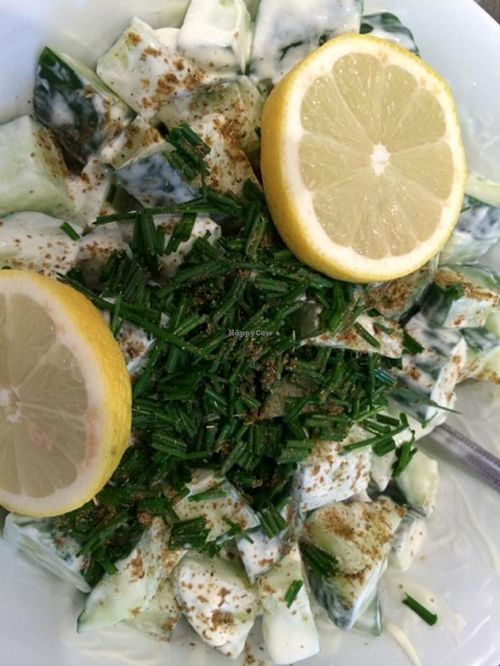 Creative cucumber salad at La Verriere in Paris