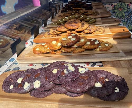 Ube white and dark chocolate cookie at Chapter Eight in London