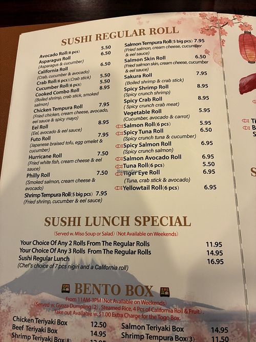 Menu   at Sakura Sushi & Hibachi in Semmes