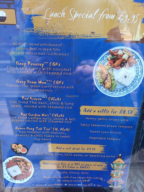 Lunch special menu at Tah Tien in York