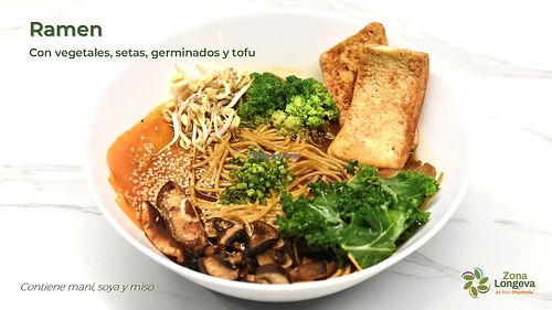Ramen made from reduction vegetable stock made in-house, tofu, mushrooms, kale, brocoli and 100% whole wheat pasta. at Bien Plantado - Vegan Food (Temporary Closed) in Loreto