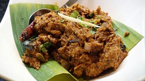 Mutton Chukka - this is excellent!  at Tulasi Vegetarian in Central Singapore