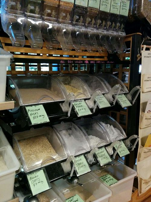 interior, showing bulk bins at Heart and Sol Organics in Kiama