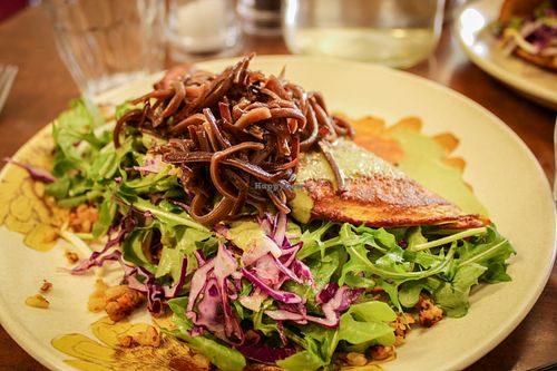 chickpea omelette with seaweed at Straight Up in Hobart