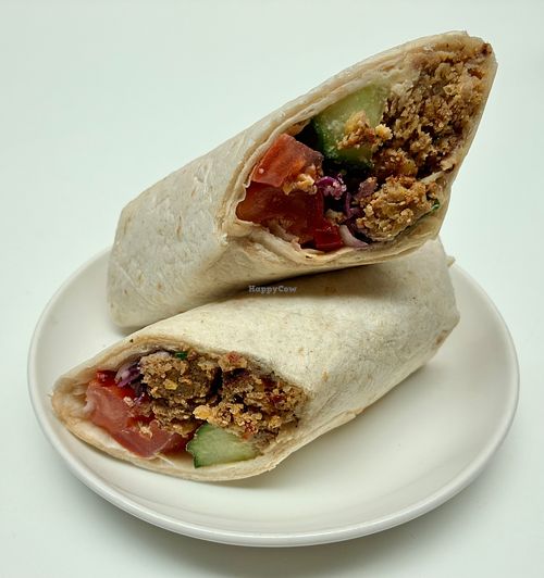Moroccan falafel and hummus wrap at Warehouse Café in Manchester