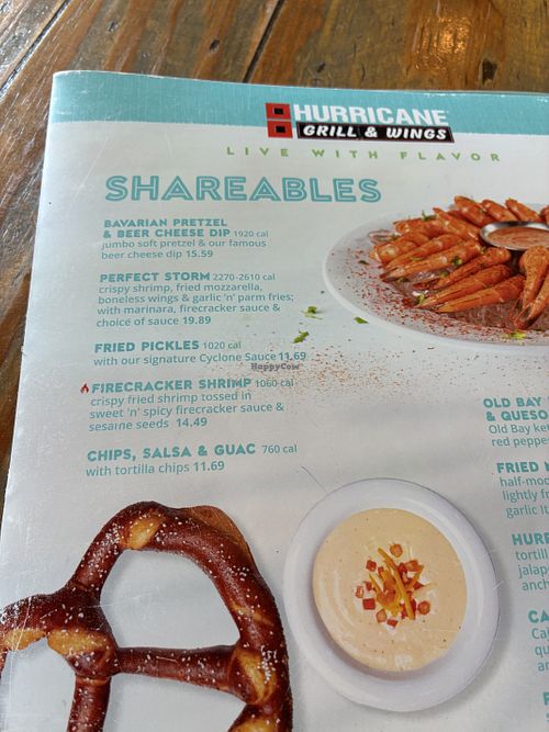 Menu   at Hurricane Grill and Wings in Orange Beach