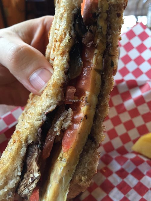 Try ordering the Portobello Sandwich with tempeh and olive dressing! at A Leap of Taste in Klamath Falls