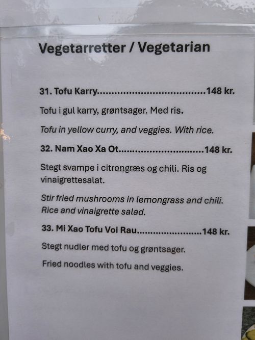 Three vegan items on the menu at My Vietnam in Koebenhavn