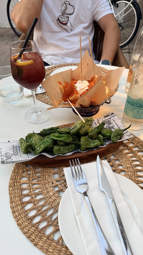 Pimientos and Patatas Bravas  at ZARZALES Restaurant in Mallorca