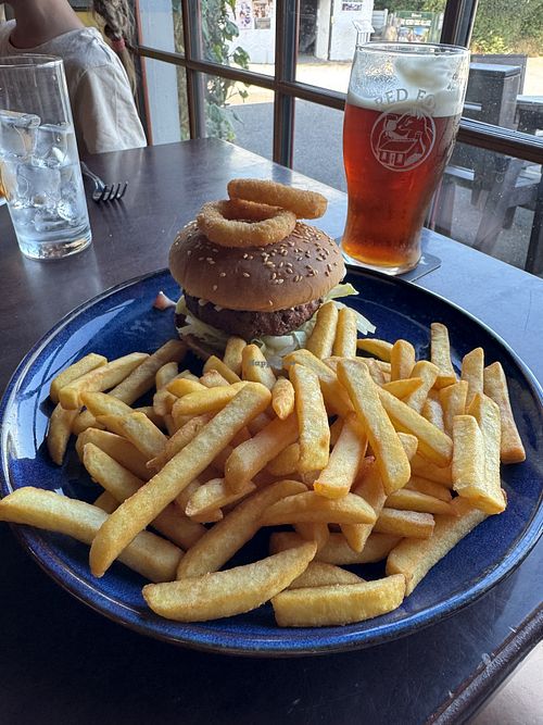 Vegan Burger with fries   at The Red Fox Inn in Glenbeigh