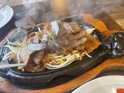 Mongolian beef hot plate   at Zenhouse in West Hindmarsh